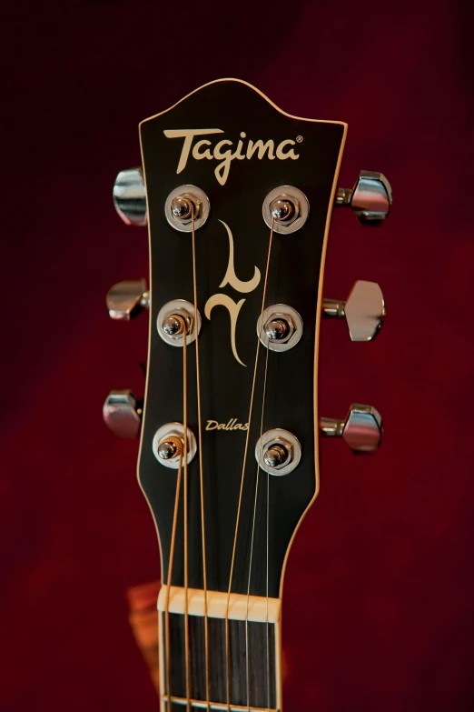 an old guitar with a large neck and the name jagima