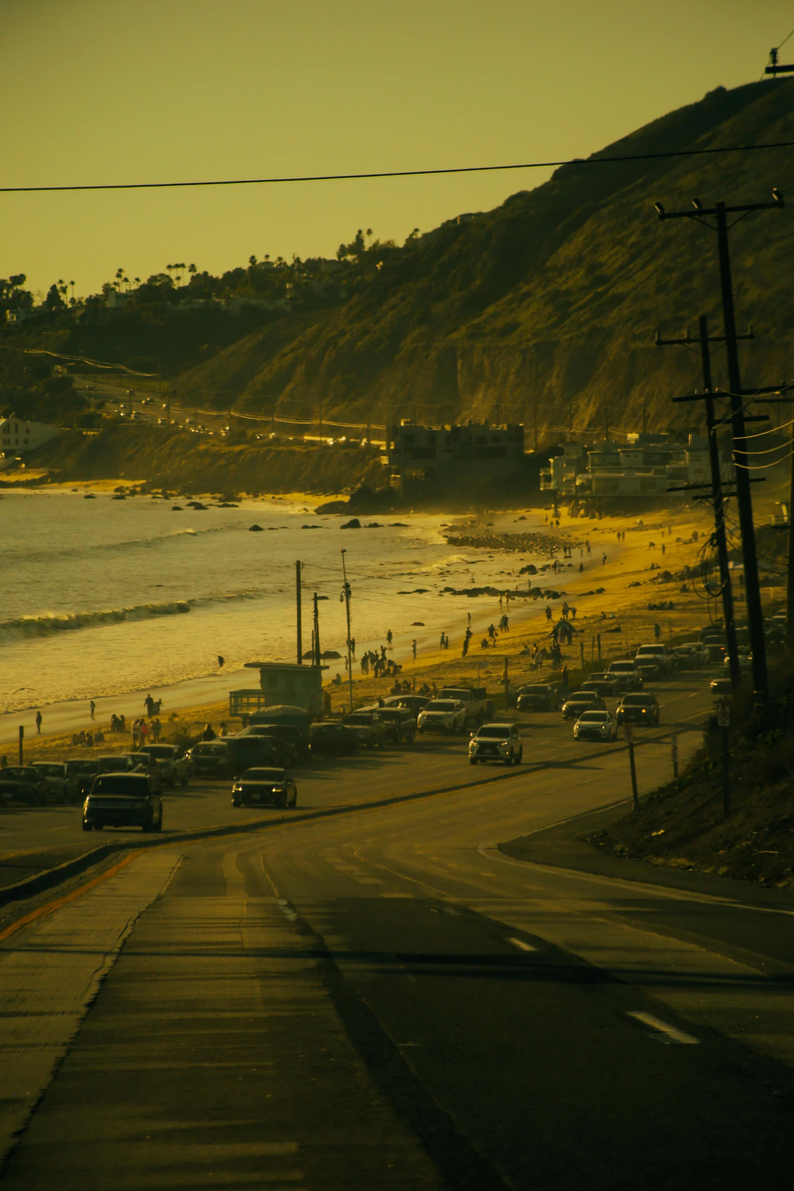 view of a beach and ocean from a city