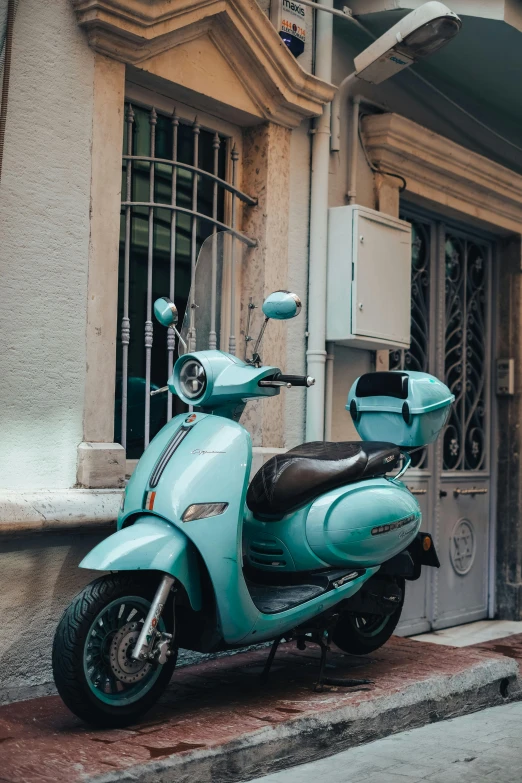 a motor bike parked on the side of a street