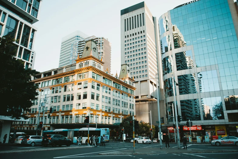 buildings next to each other in an intersection