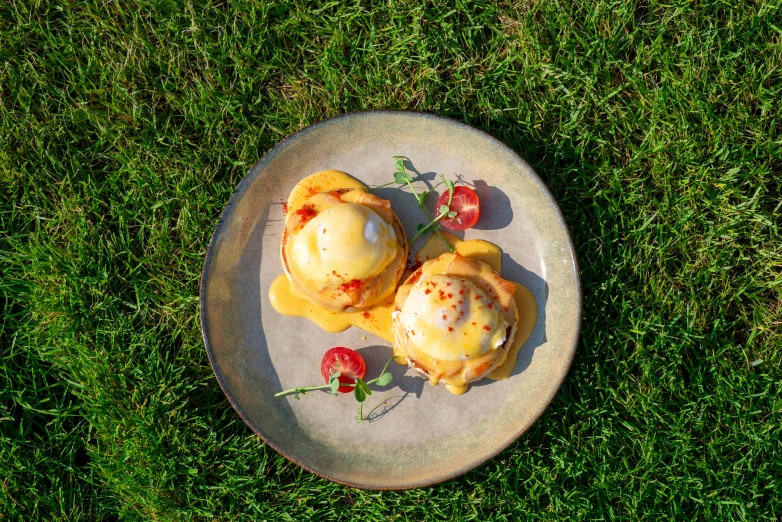 two ice cream desserts are sitting on a plate