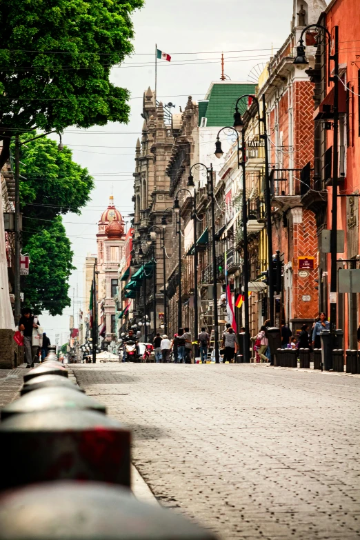 a very long road with many buildings on both sides