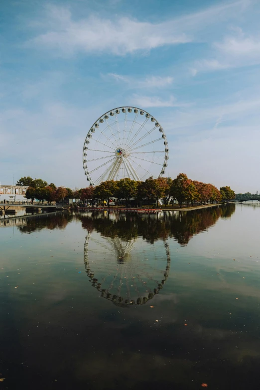 a ferris wheel that is sitting in the water