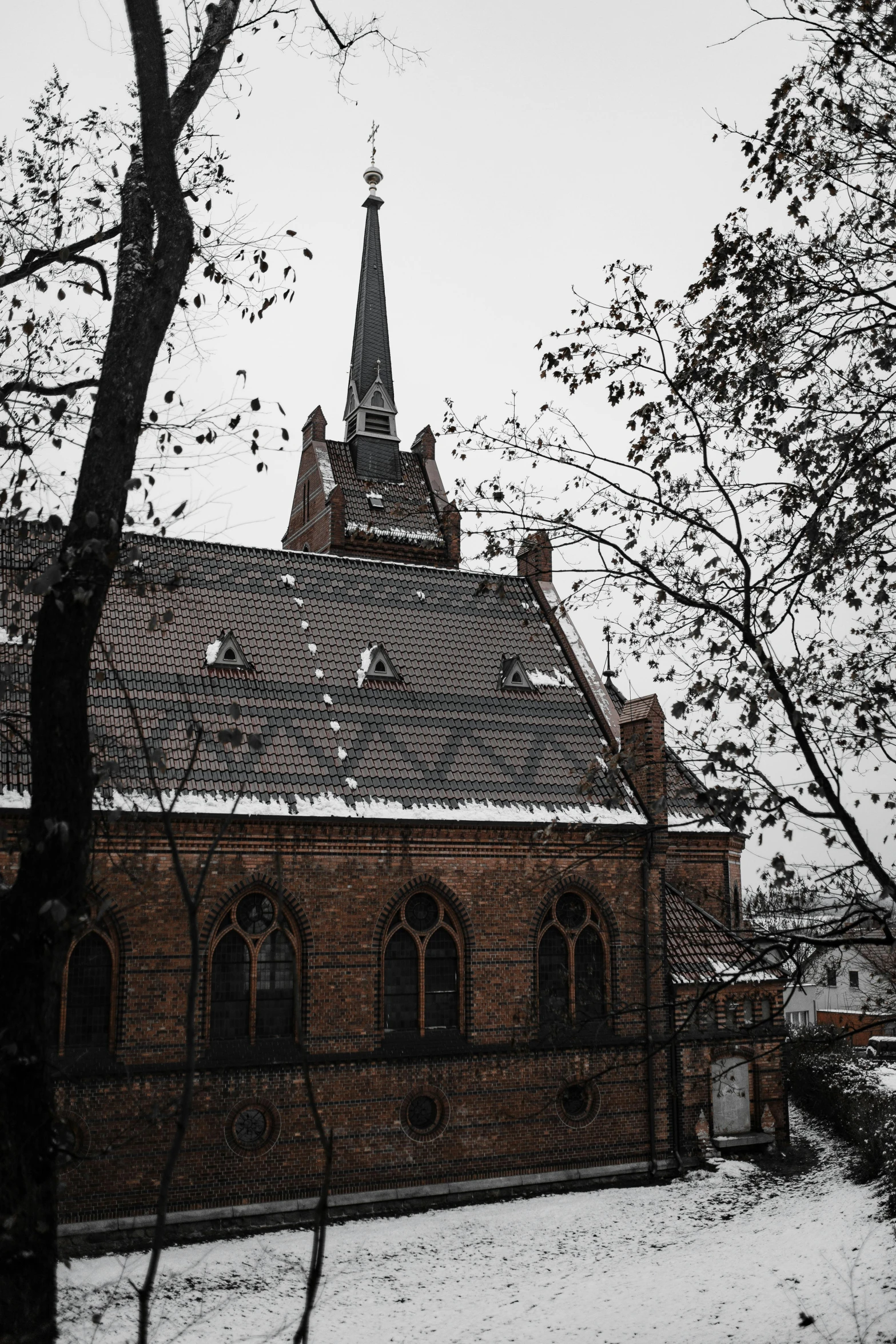 the church has two steeple towers on top