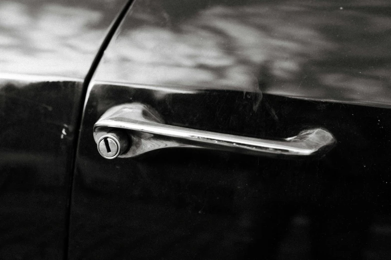 the door handle of an open car