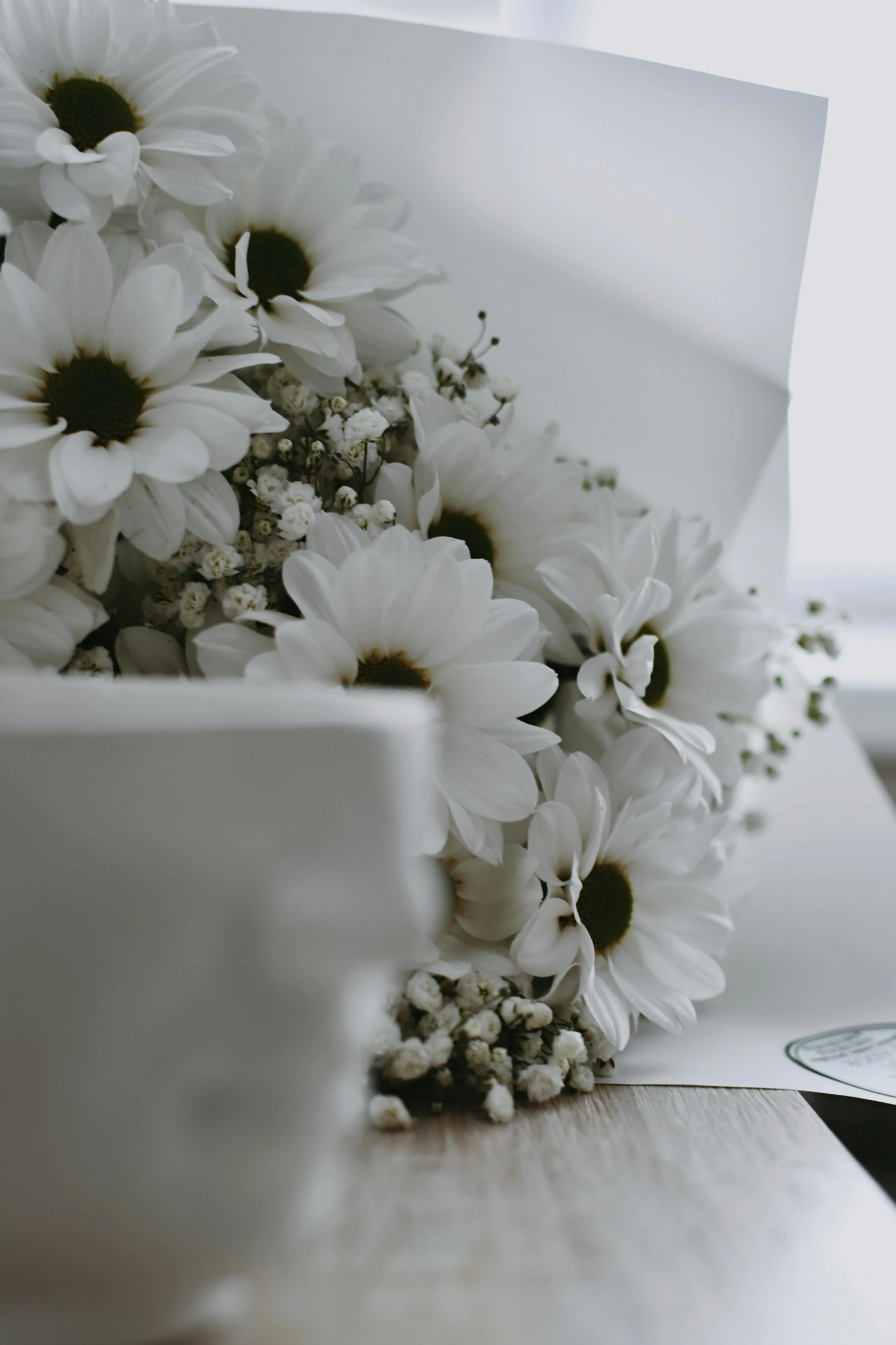 a bouquet of flowers is on a table