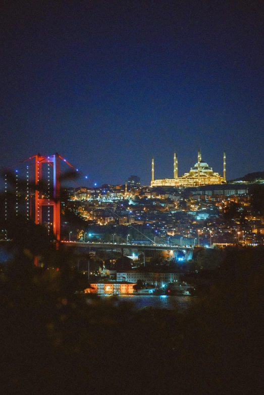 city lights glow at night from a hillside