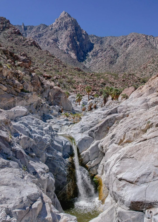 a small waterfall in the middle of rocks