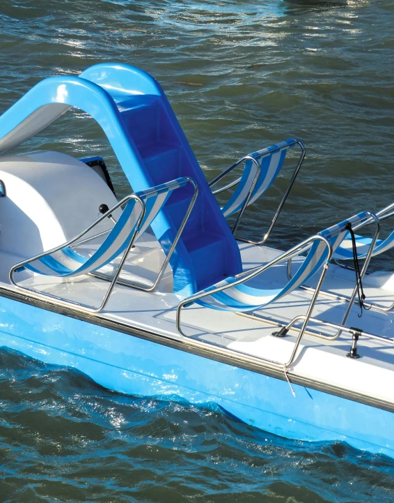 blue and white water sport raft on calm blue water