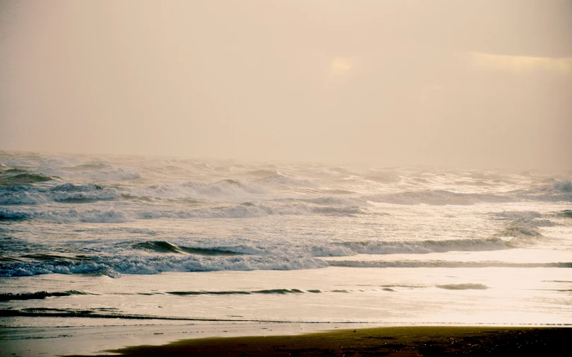 the person is walking along the beach near water