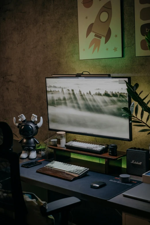 a desktop computer sitting on top of a wooden desk