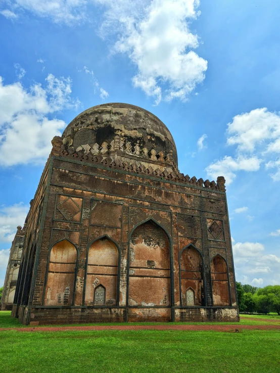 a large structure with an elaborate design on the side