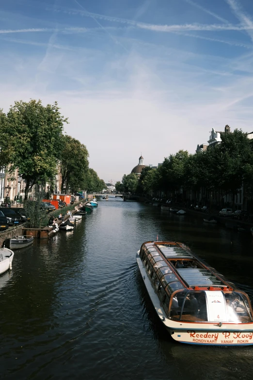 a city has many boats and many buildings