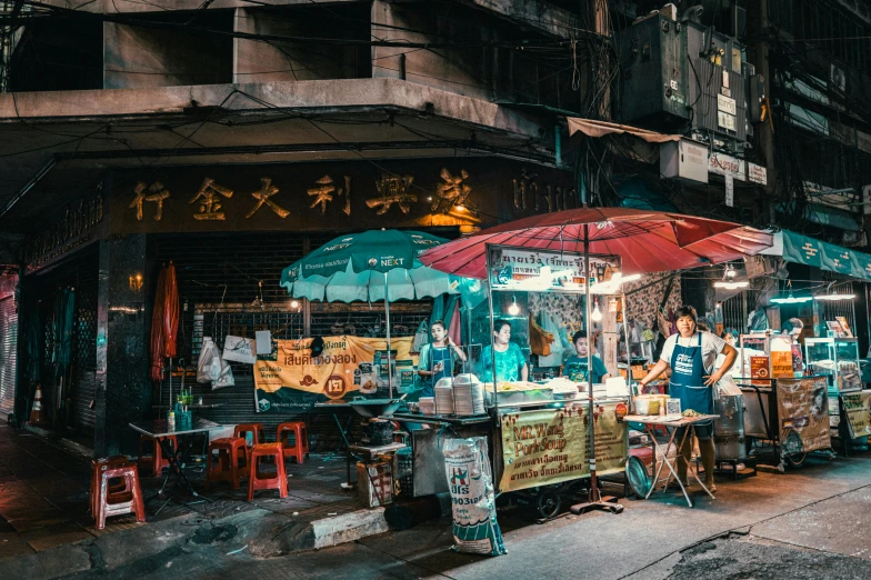 there are many different vendors in the street