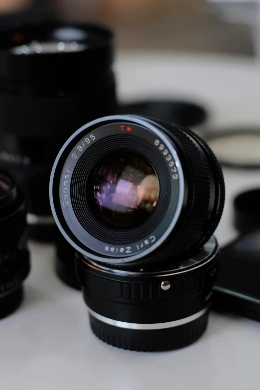 the large lens on the table has several lenses