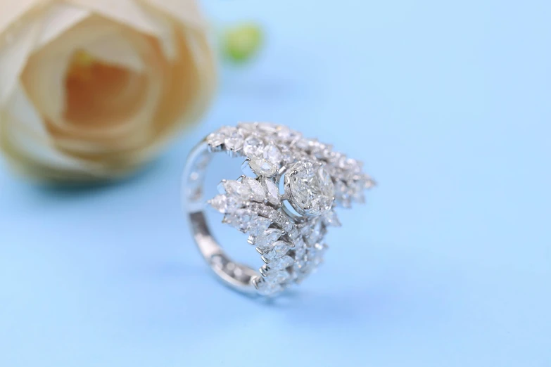 an elegant ring with several small diamonds