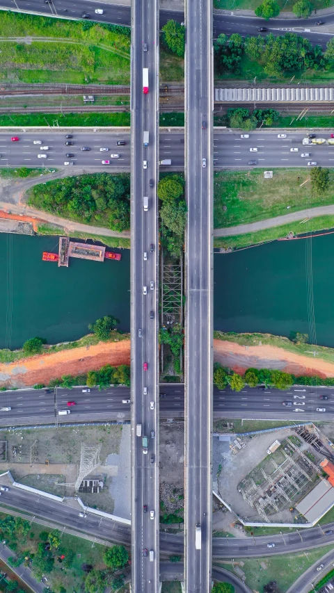 an aerial s shows a road and several different roads