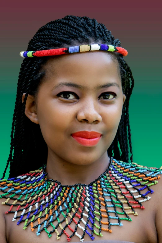 an image of woman with beads on her neck