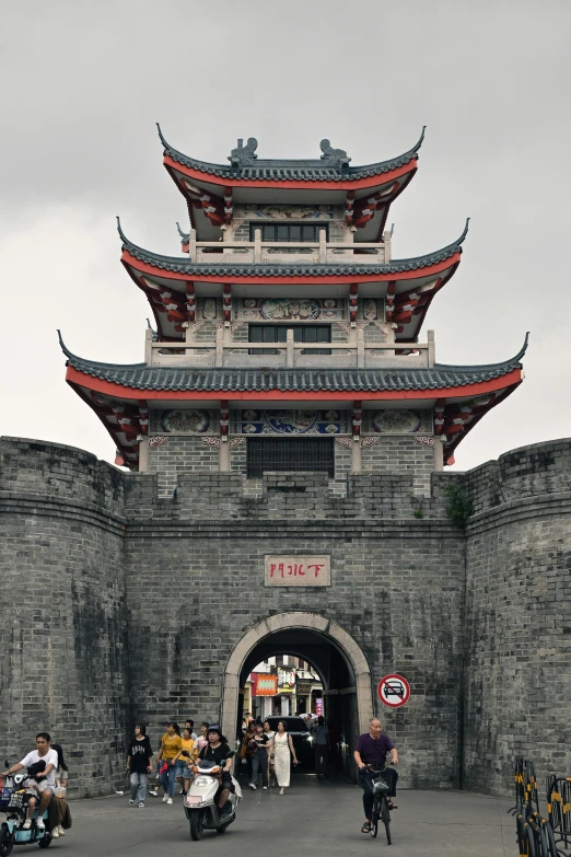 a large building that has some bicycles on the front