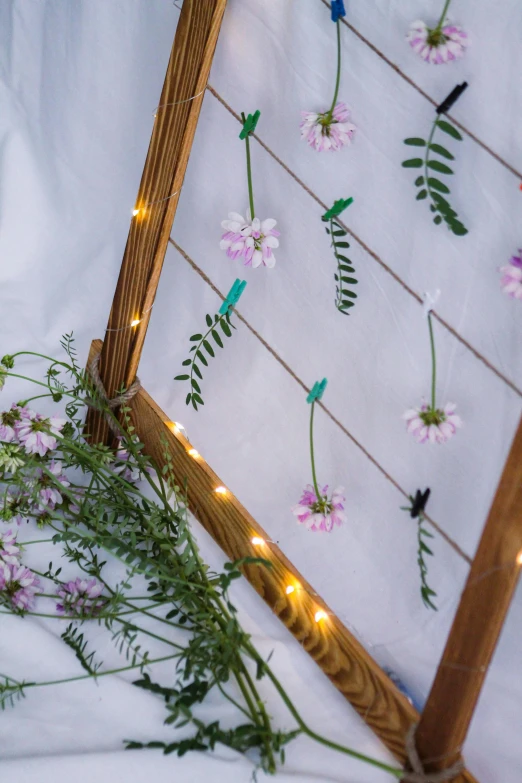 a board with some flowers on it