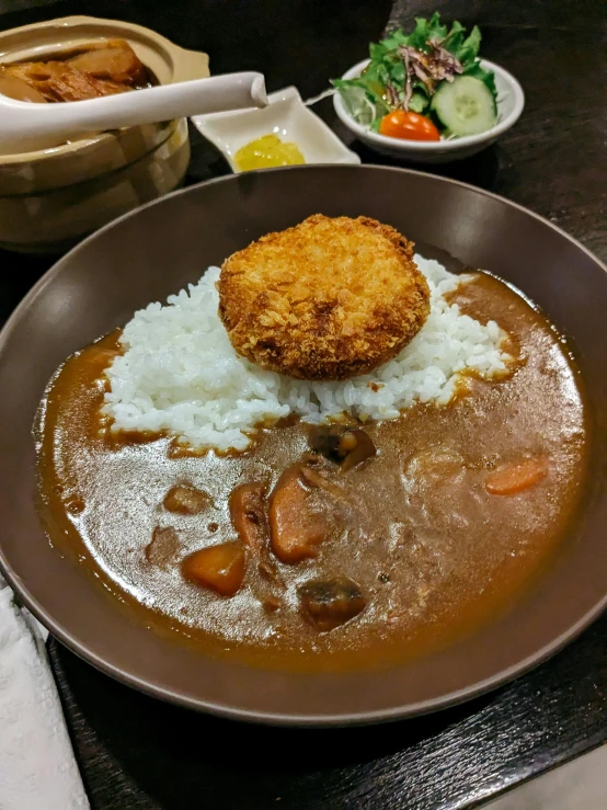 food in a bowl is on top of a table