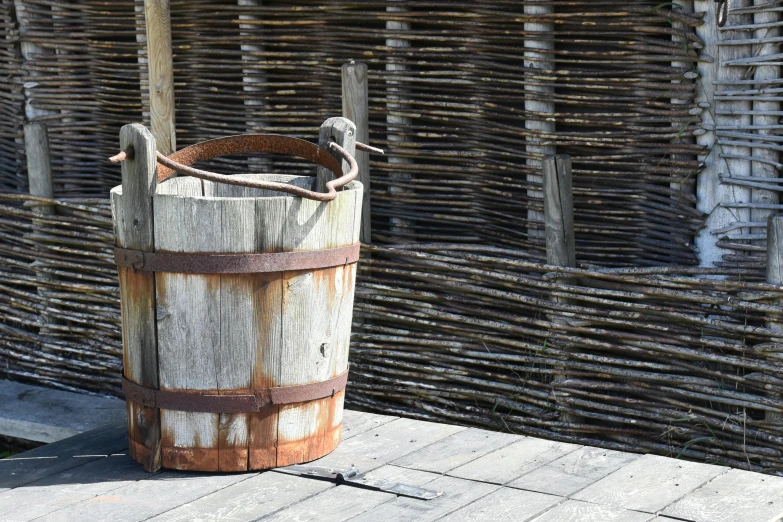 an old water tank that is placed outside