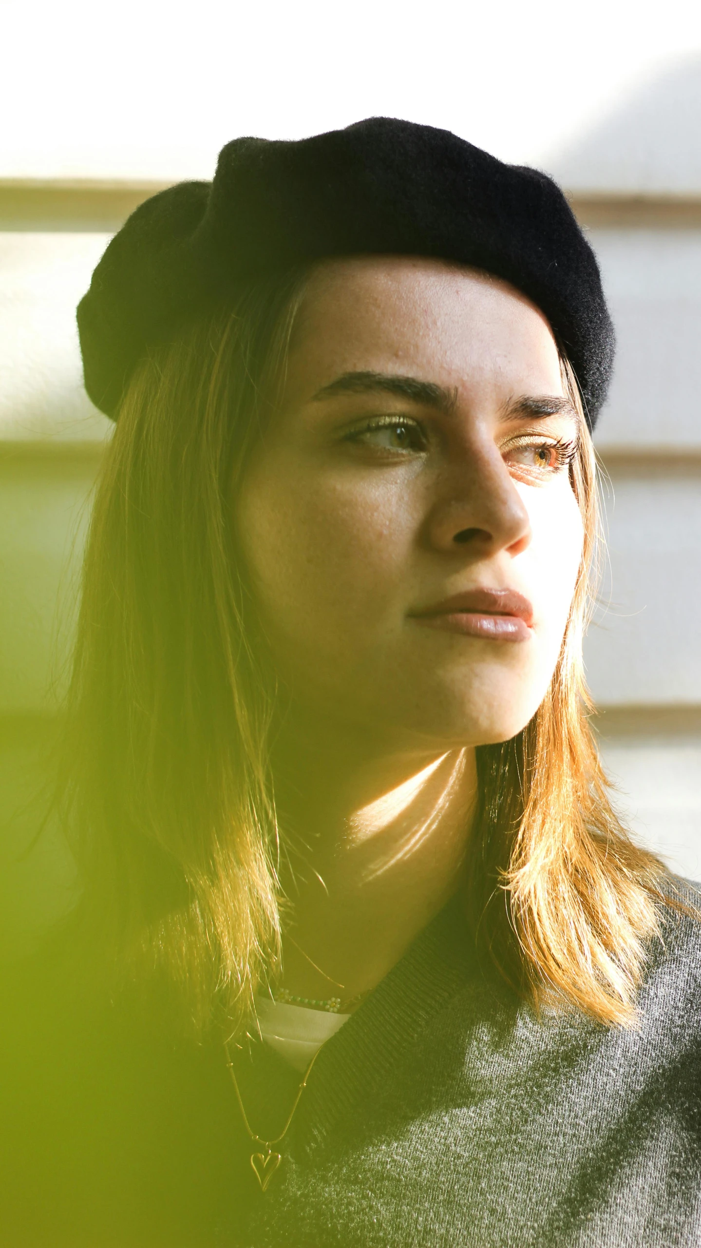 the beautiful young woman with long brown hair