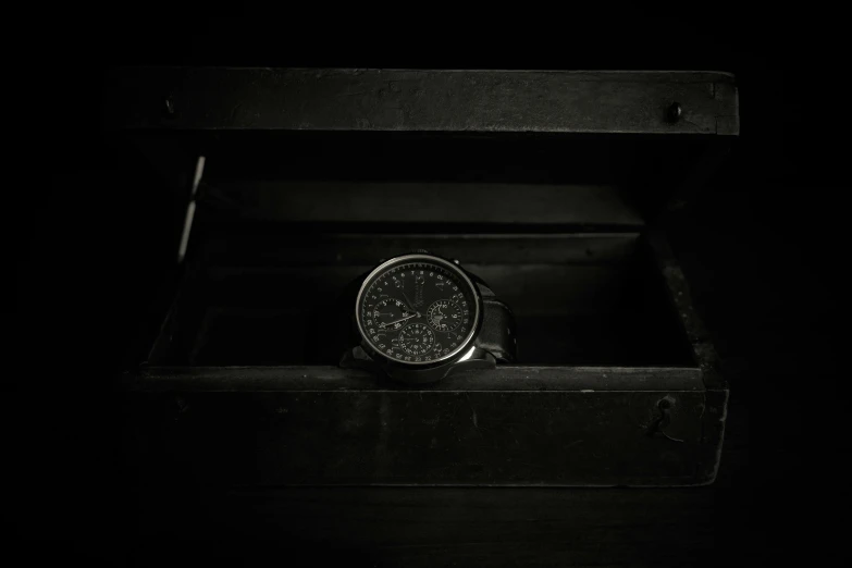 a watch is in the middle of an empty box