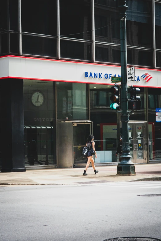 there is a bank of america on the corner