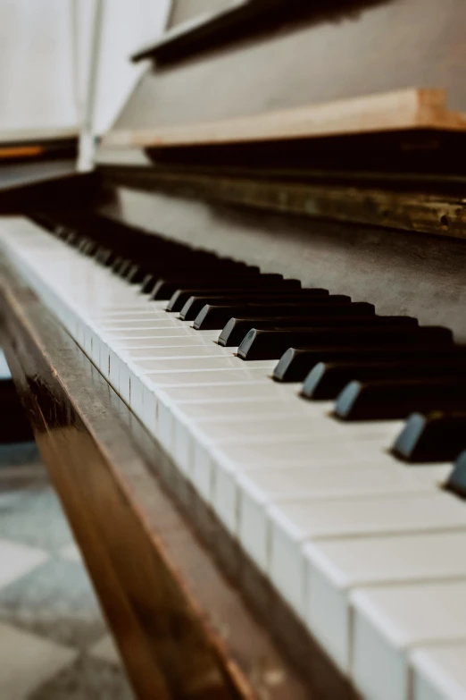 a close up view of a piano