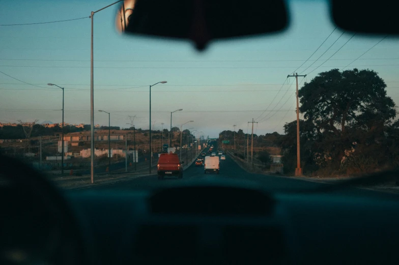 a view of a highway with traffic in the distance