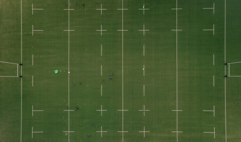 an aerial view of soccer field from the air