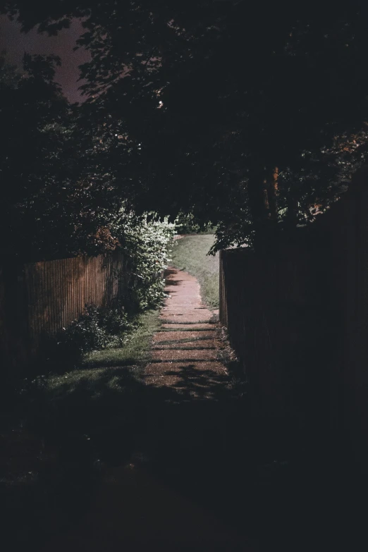 a pathway going into a dimly lit area