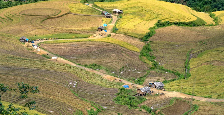 a beautiful view of some hills from above