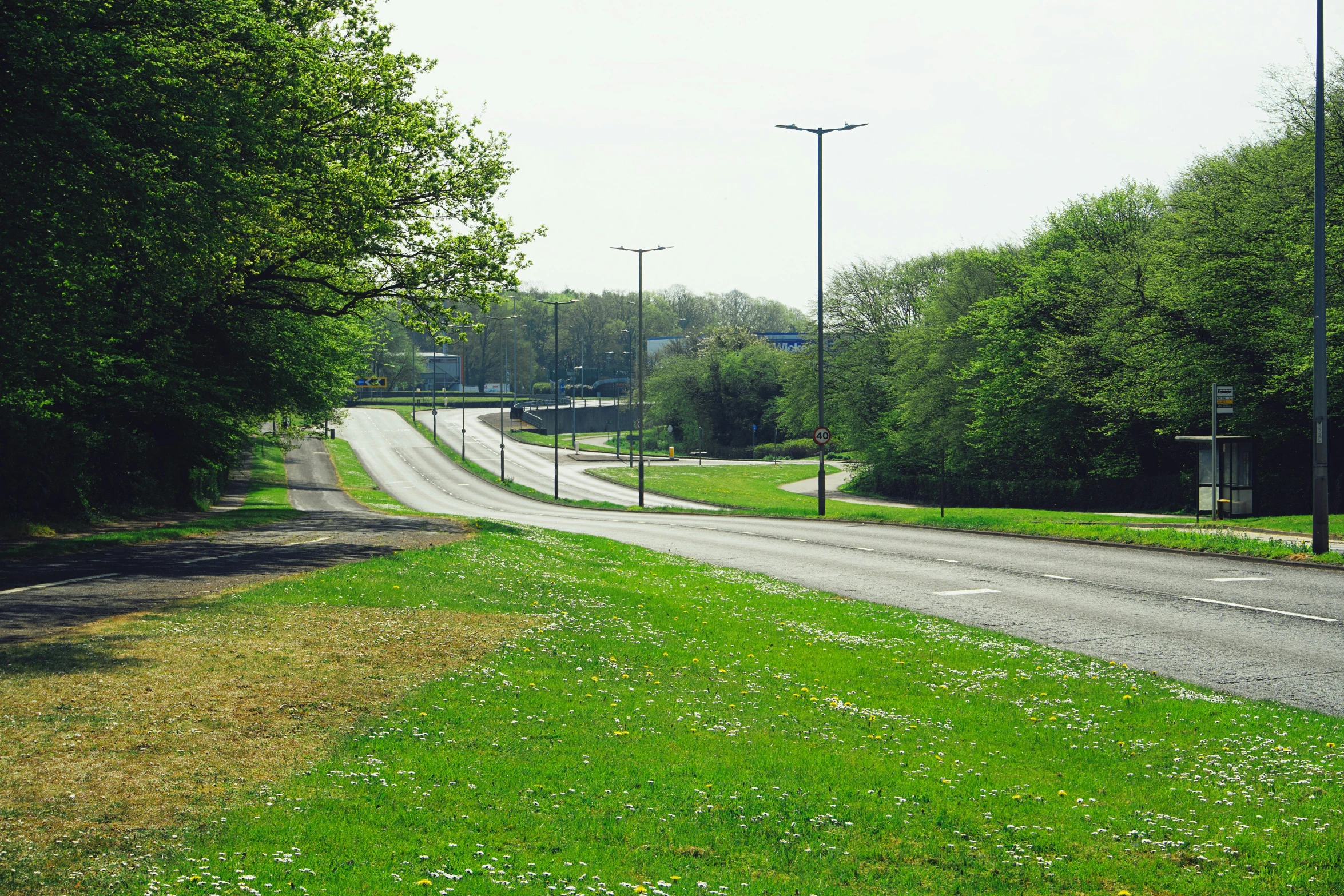 this is the view of a street from down the road