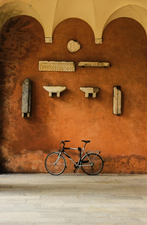 a bike is next to some decorative objects