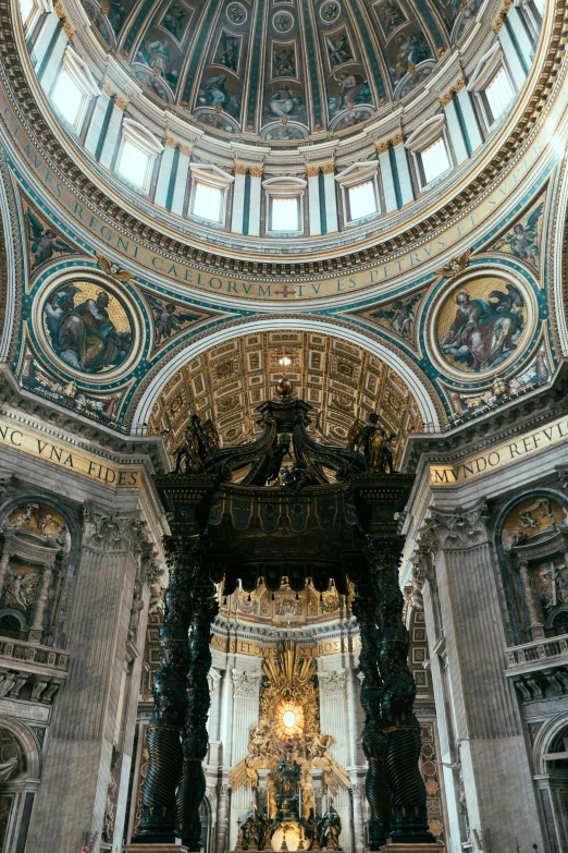 a view of the ceiling and interior of a large church