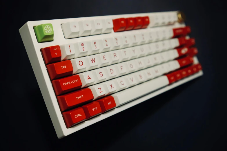 a computer keyboard is covered in red keys