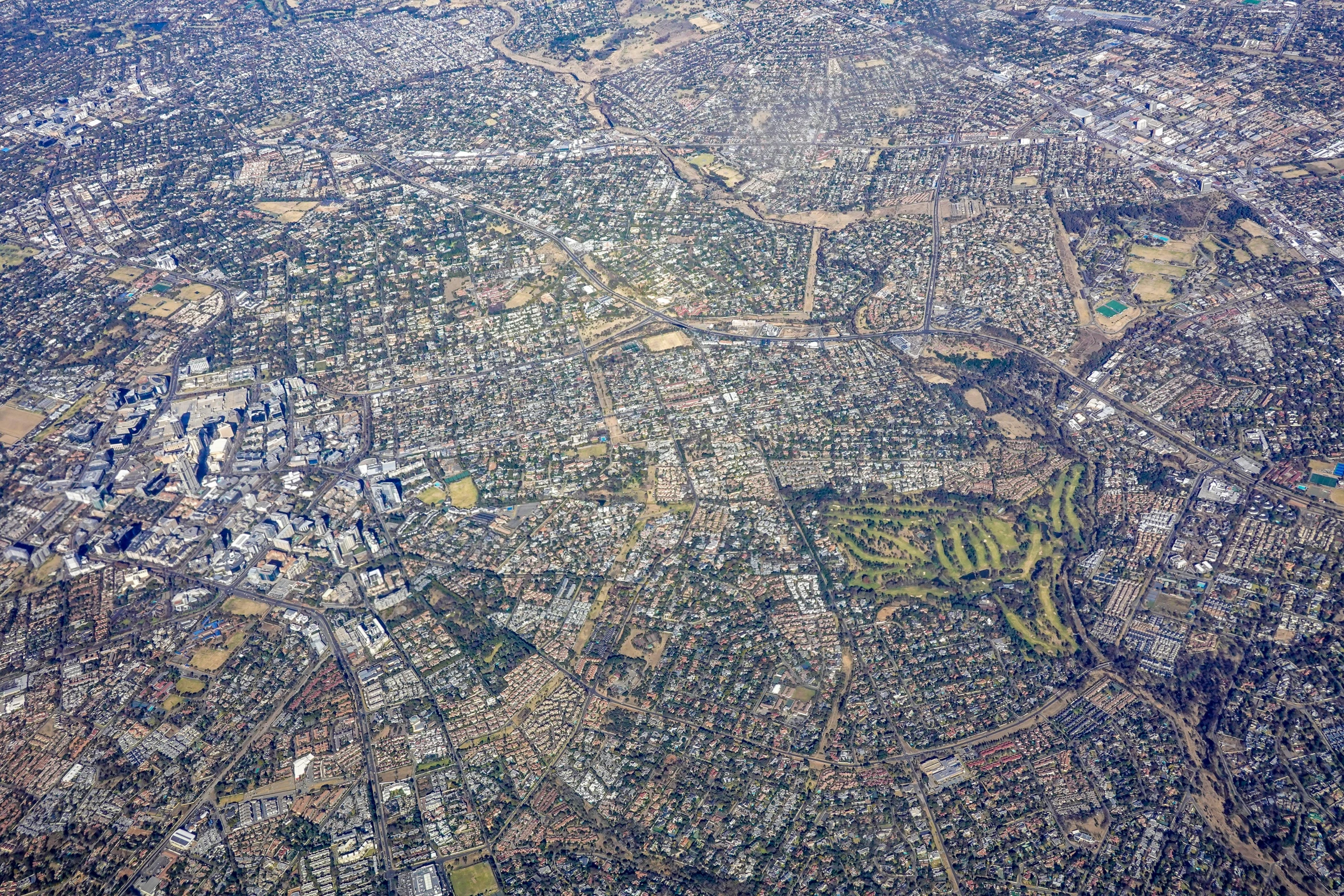 a very large aerial po of the city