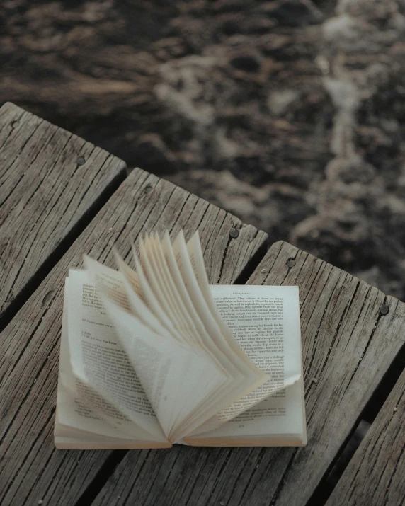 an open book on top of a wooden table