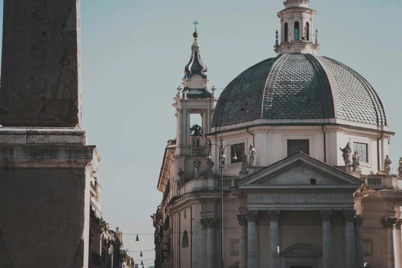 a church in the center of an old european city