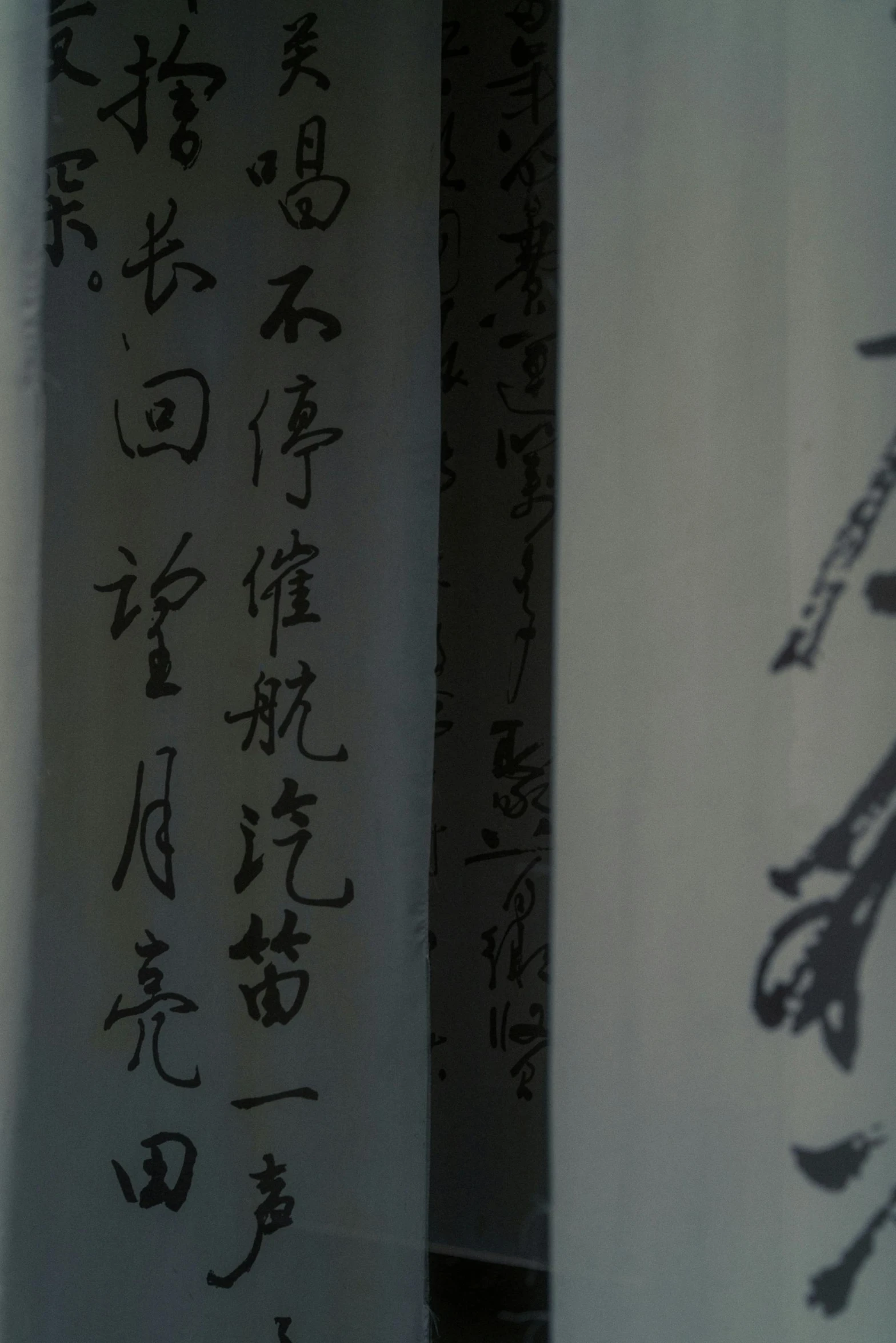 there are many oriental writing on this wall