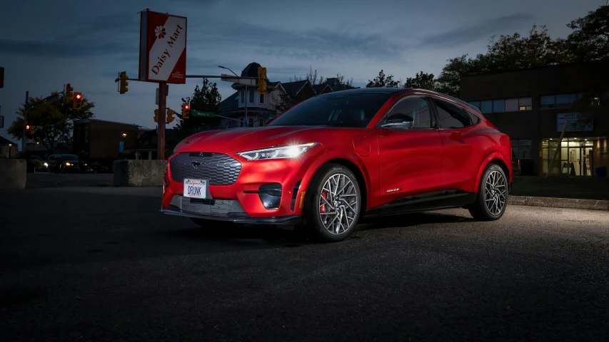 an image of a very modern ford suv parked in the city