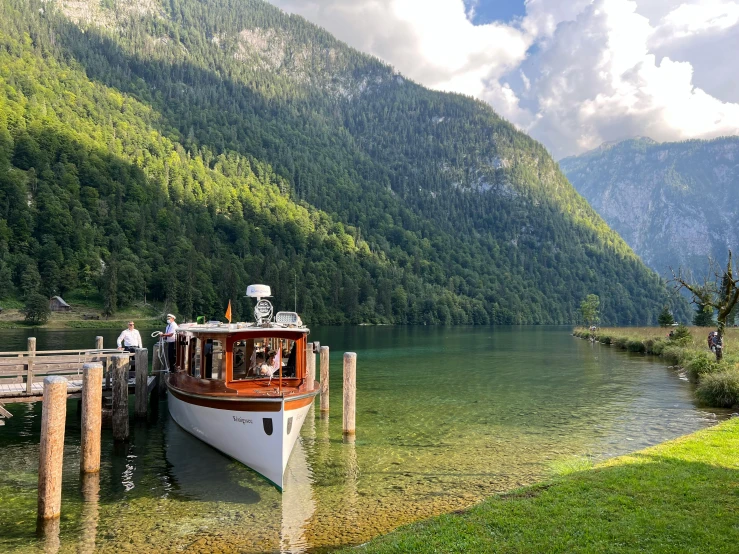 a ferry that is sitting in some water