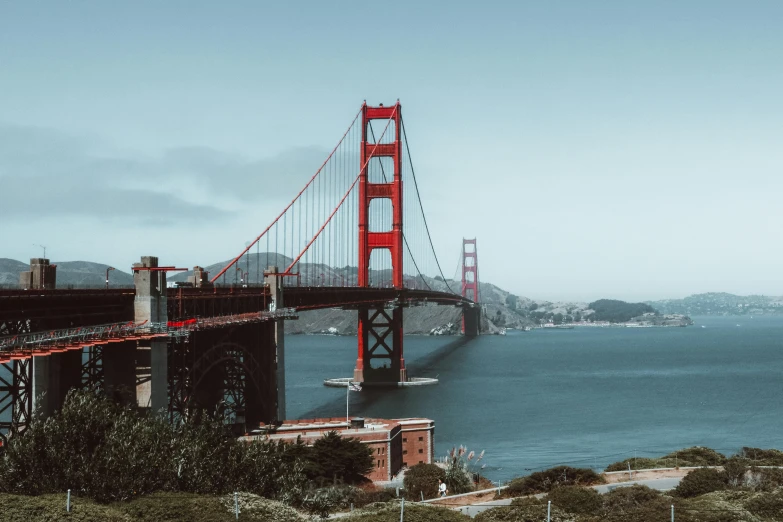 a view of the golden gate bridge over water