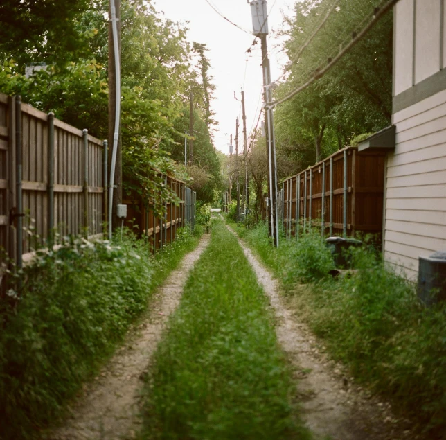 there is a path running between two buildings