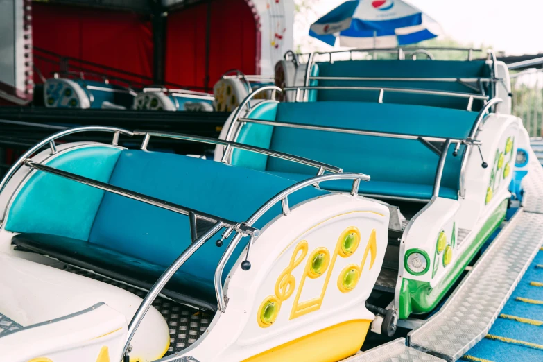 the back end of a bumper car that is decorated with cars