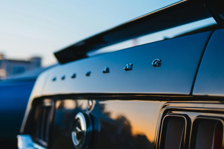 a close up view of the hood of a vehicle