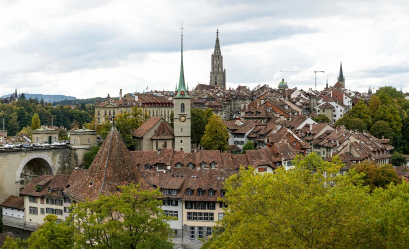 a large city with buildings in the foreground