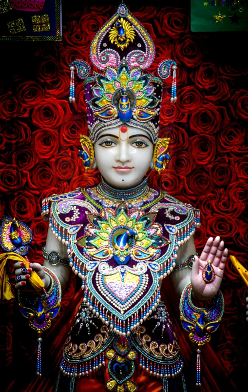 a statue of a god with a lot of colors